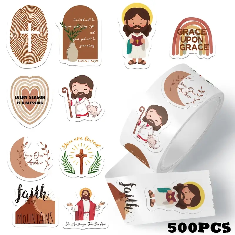 Phone Cases Jesus - 500pcs/roll Jesus Stickers Exquisite Account Materials