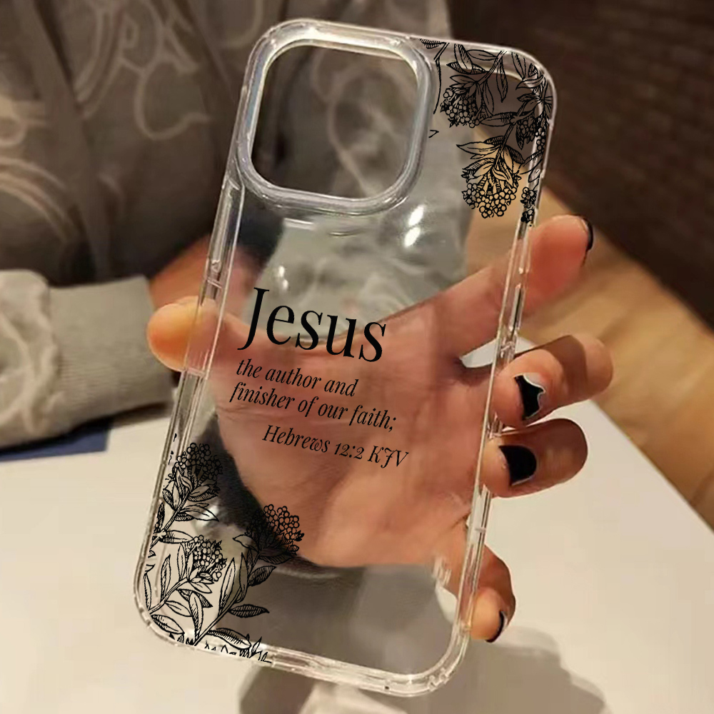 Phone Cases Jesus - Jesus Bible Verse Floral Pattern Clear