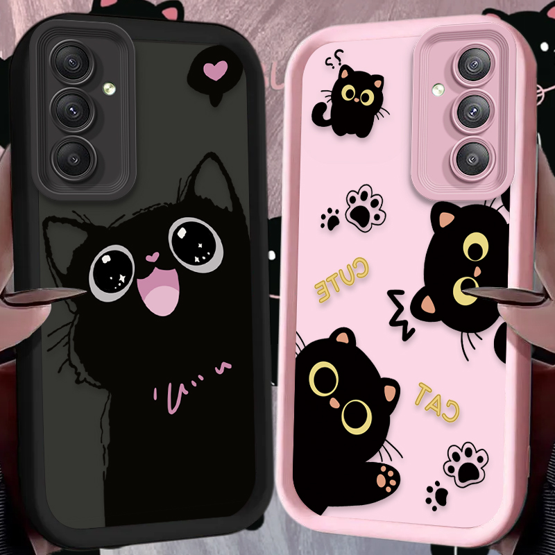 Phone Cases Motorola Edge 2025 - Cute Cartoon Black Cat Matte Case