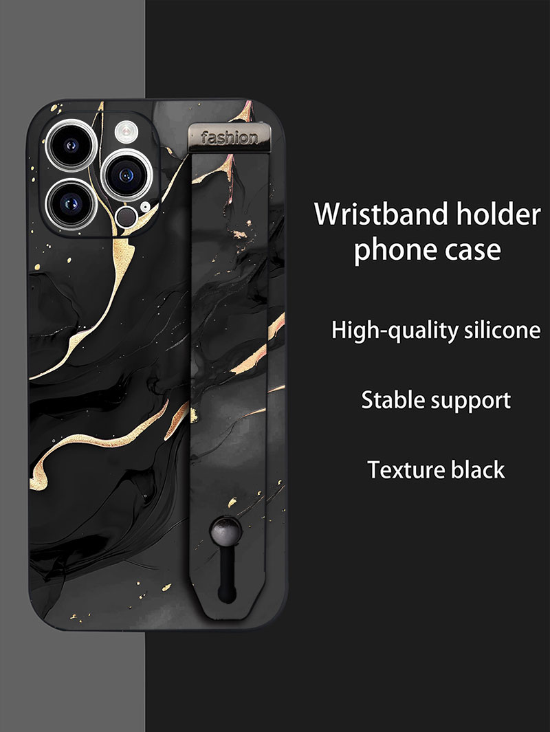 Phone Cases With Straps - Luxury Liquid Silicone Marble Pattern Wrist