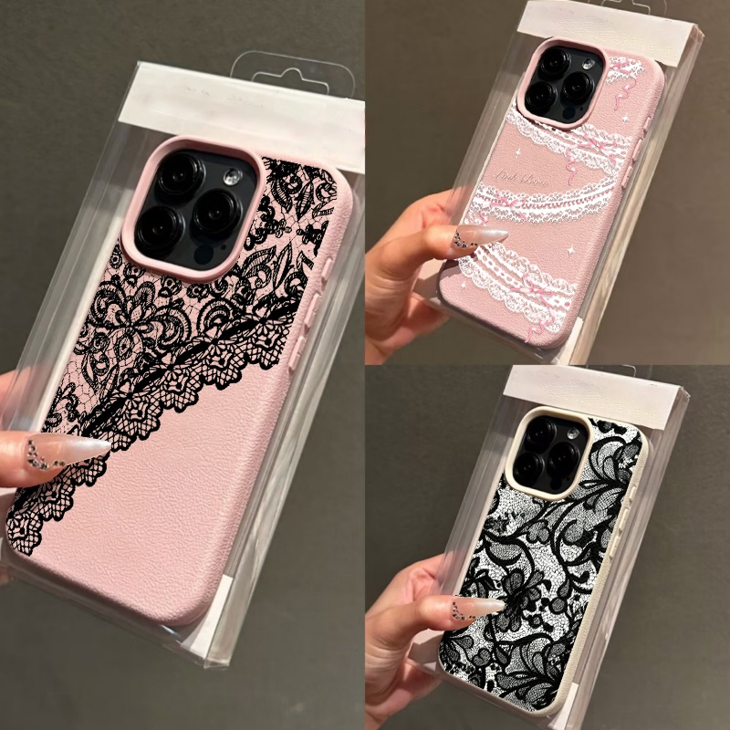 Black Lace Lichee Pattern Phon - Phone Cases Motorola Edge 2025 评论和价格