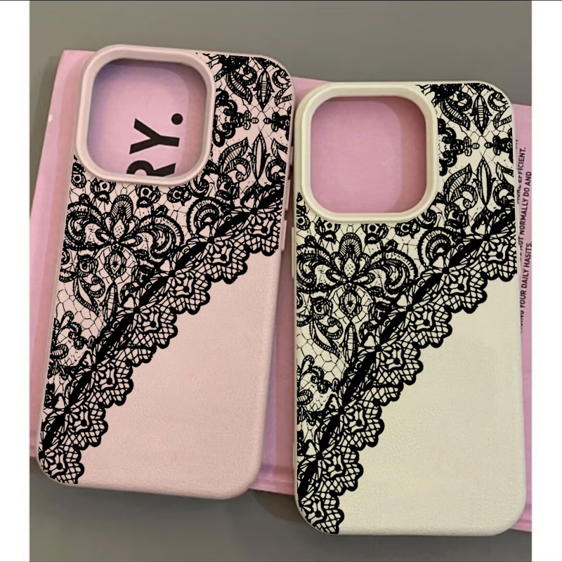 Black Lace Lichee Pattern Phon - Phone Cases Motorola Edge 2025 评论和价格