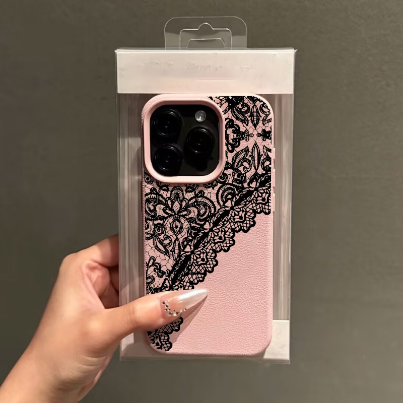 Black Lace Lichee Pattern Phon - Phone Cases Motorola Edge 2025 评论和价格