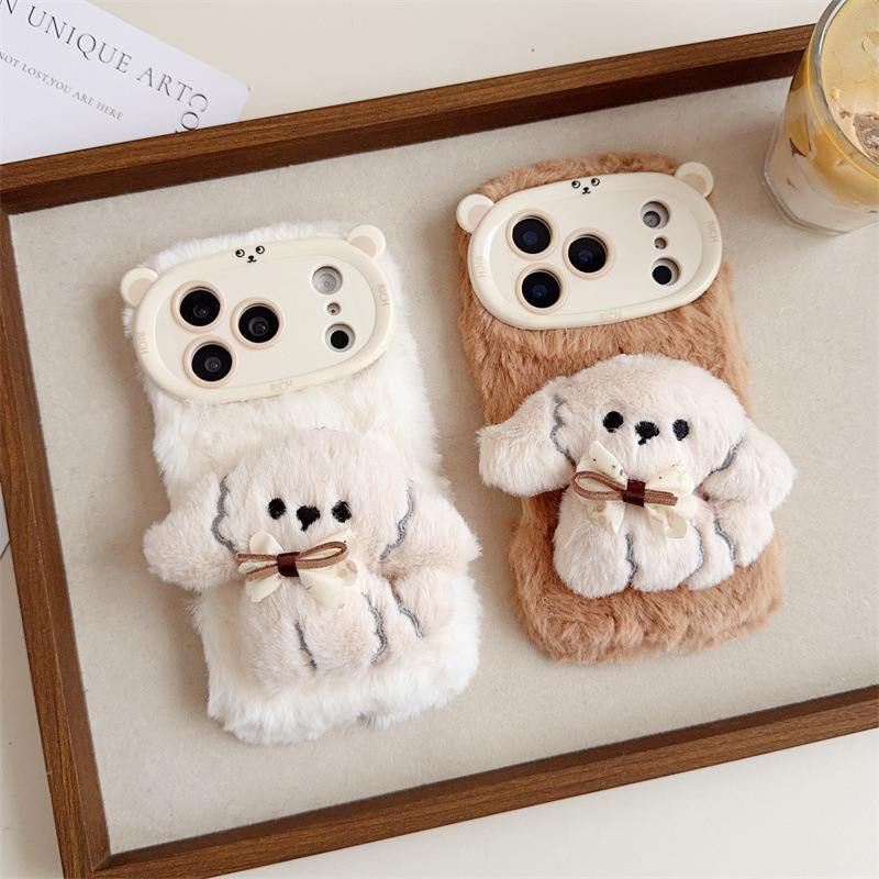 3D Cartoon Bowknot Puppy Warm  - Phone Cases For Iphone 11 评论和价格