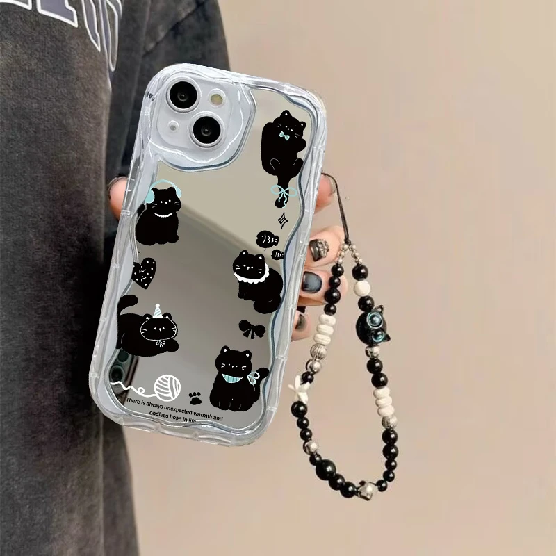 Cute Black Cat Chain Phone Cas - Phone Cases Motorola Edge 2025 评论和价格
