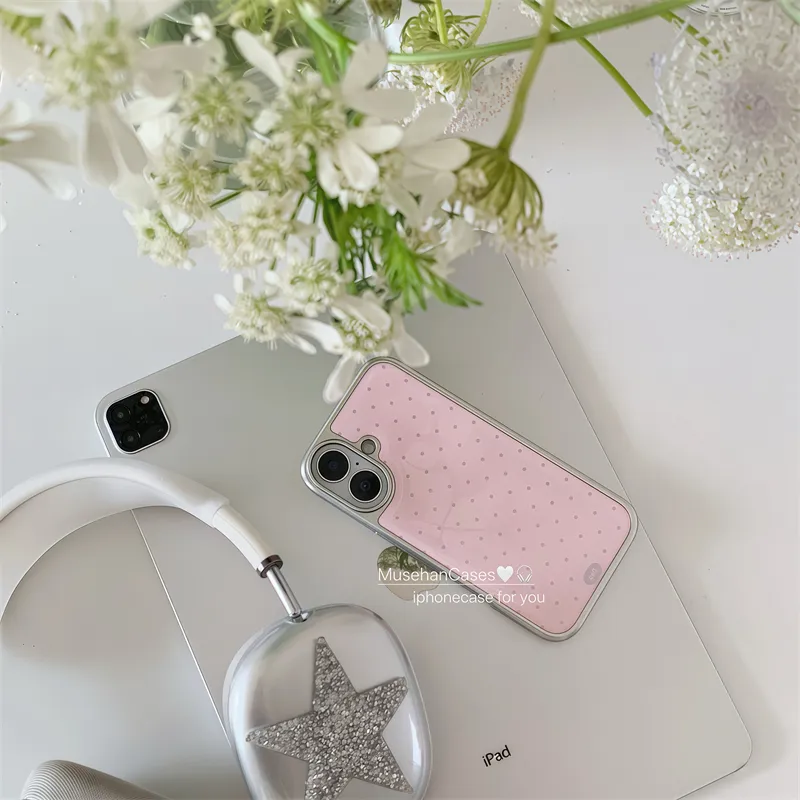 Korean ins Cream Pink Polka Do - Phone Cases Polka Dot 评论和价格
