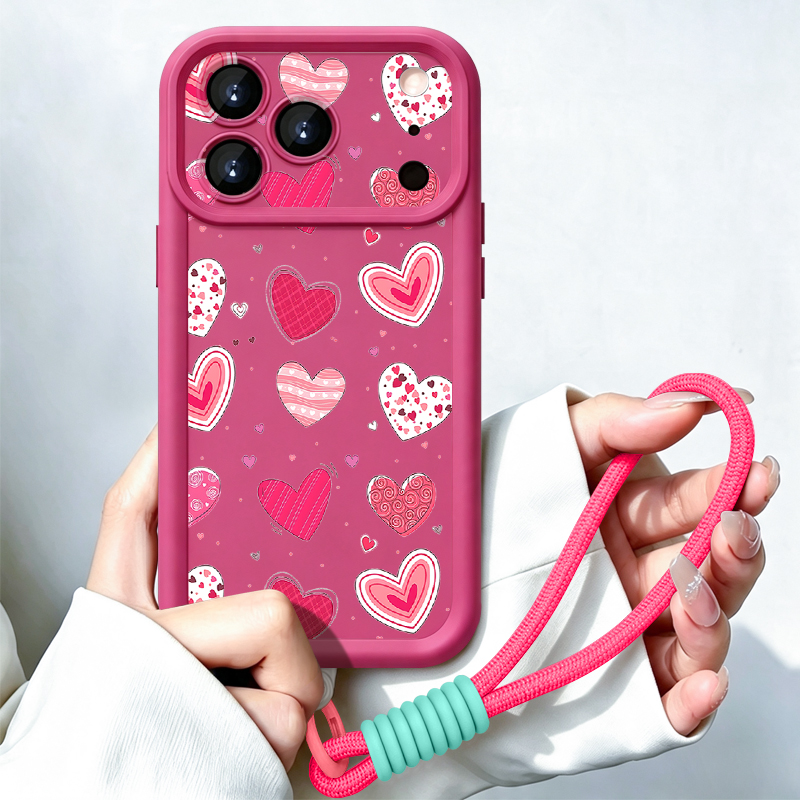Love Hearts Pattern With Strap - Phone Cases With Straps 评论和价格