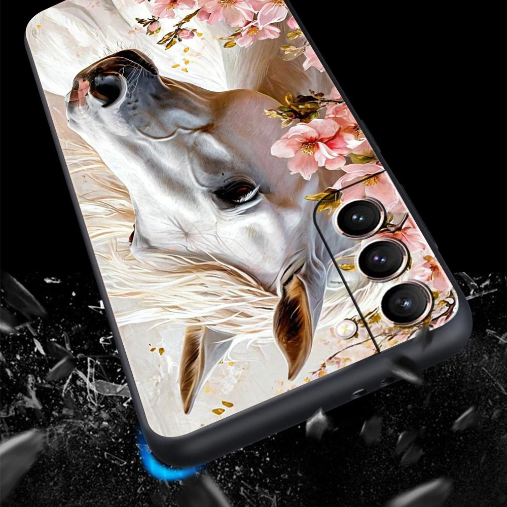 Black White Horses Galloping P - Phone Cases Horse 评论和价格