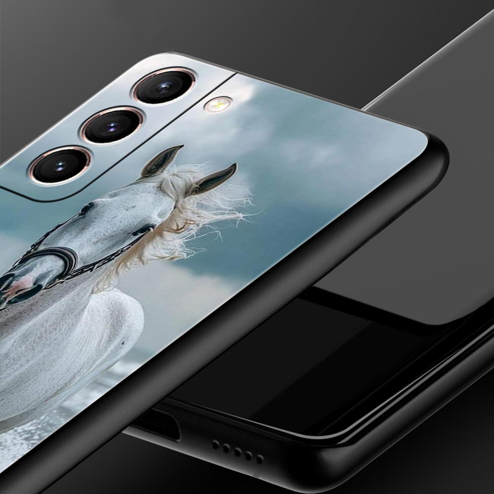Black White Horses Galloping P - Phone Cases Horse 评论和价格