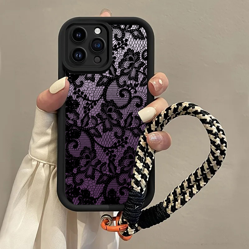 Black Purple Lace Hang Strap P - Phone Cases With Straps 评论和价格
