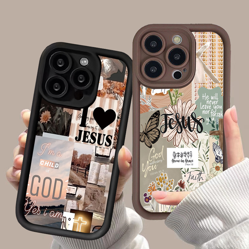 Jesus Collage Pattern Thick Sh - Phone Cases Jesus 评论和价格